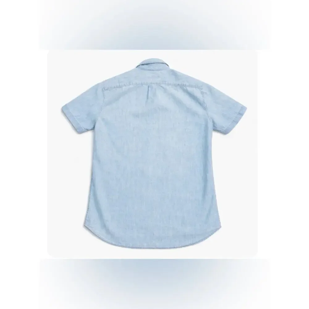 J.Crew Chambray Button Down Shirt Men’s small Short Sleeve Cotton Light Wash